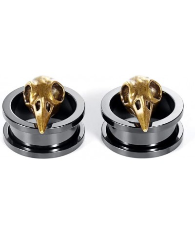 2PCS Stainless Steel Black Gold Plugs and Tunnels Ear Gauge Stretcher Plug Jewelry Piercing Expander Gauges 2g - 1 inch 6mm-2...