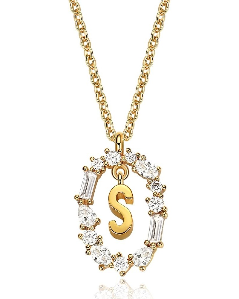 Initial Necklaces for Women, 14K Gold Plated Letter Necklace Dainty Cubic Zirconia Pendant Tiny Initial Choker Necklace Perso...