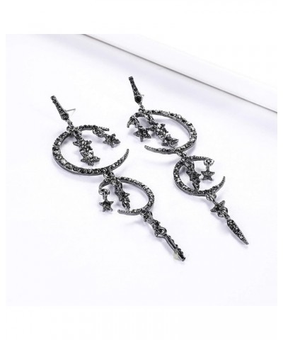 Fashion Cute Elegant Creative Earring for Women Girl Charming Jewelry Gift Women Fashion Rhinestones Moon Star Dangle Drop Ea...