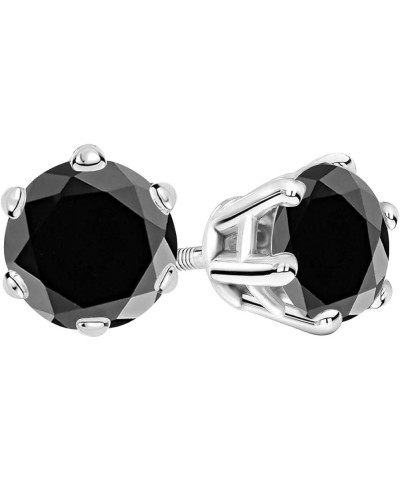 1/2-10 Carat Total Weight Black Diamond Stud Earrings 6 Prong Screw Back Platinum 0.75 carats $179.31 Earrings