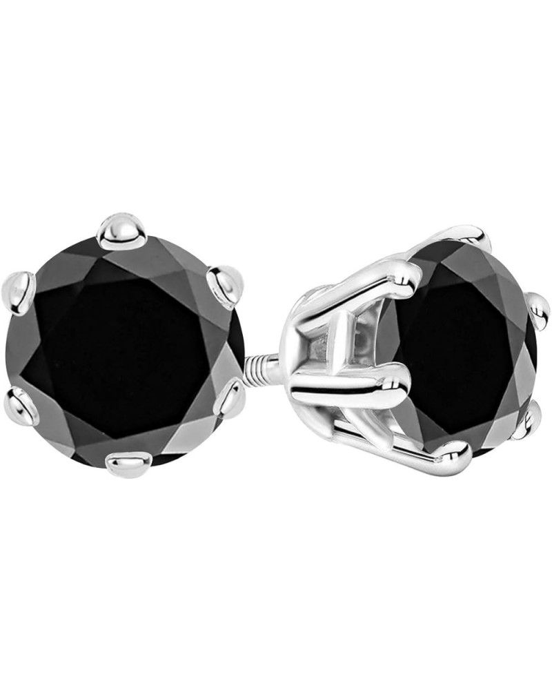 1/2-10 Carat Total Weight Black Diamond Stud Earrings 6 Prong Screw Back Platinum 0.75 carats $179.31 Earrings