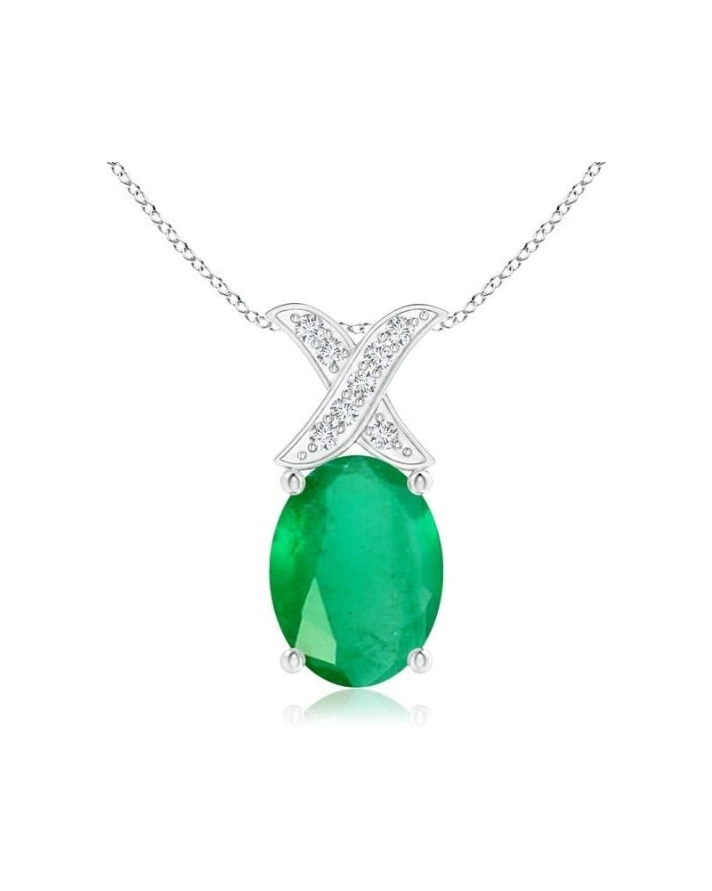 Natural Emerald Solitaire Pendant Necklace for Women, Girls in 14K Solid Gold/Platinum/Sterling Silver | May Birthstone | Jew...