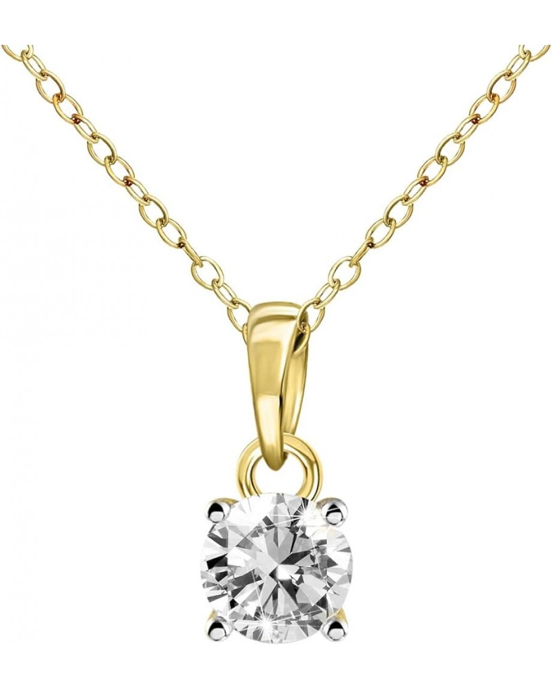 1/5 Carat - 1 Carat | 10K White,Yellow & Rose Gold | Natural Diamond Solitaire Pendant Necklace With Chain Yellow Gold 0.37 c...