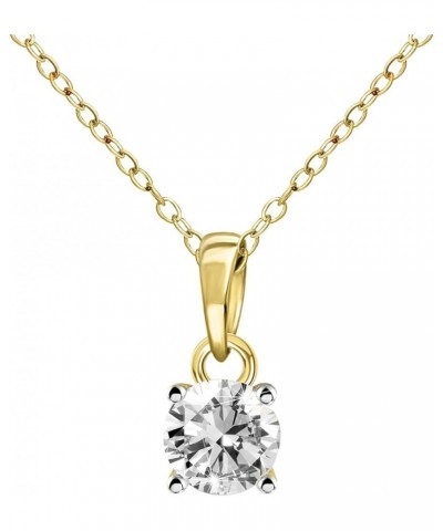 1/5 Carat - 1 Carat | 10K White,Yellow & Rose Gold | Natural Diamond Solitaire Pendant Necklace With Chain Yellow Gold 0.37 c...