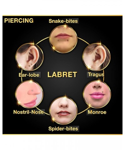 3PCS Surgical Steel Labret Lip Rings 14 Gauge 5/16 8mm 4mm Crystal Ball Rim Earrings Auricle Piercing Jewelry See More Colors...