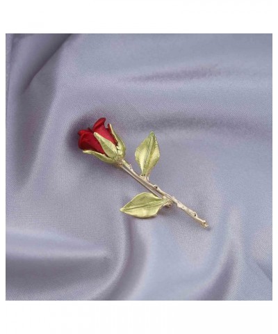 Vintage Rose Flower Brooch Red Rose Brooch Pin Enamel Flower Pin Brooch Red Flower Brooch Pin Wedding Lapel Pin Banquet Badge...