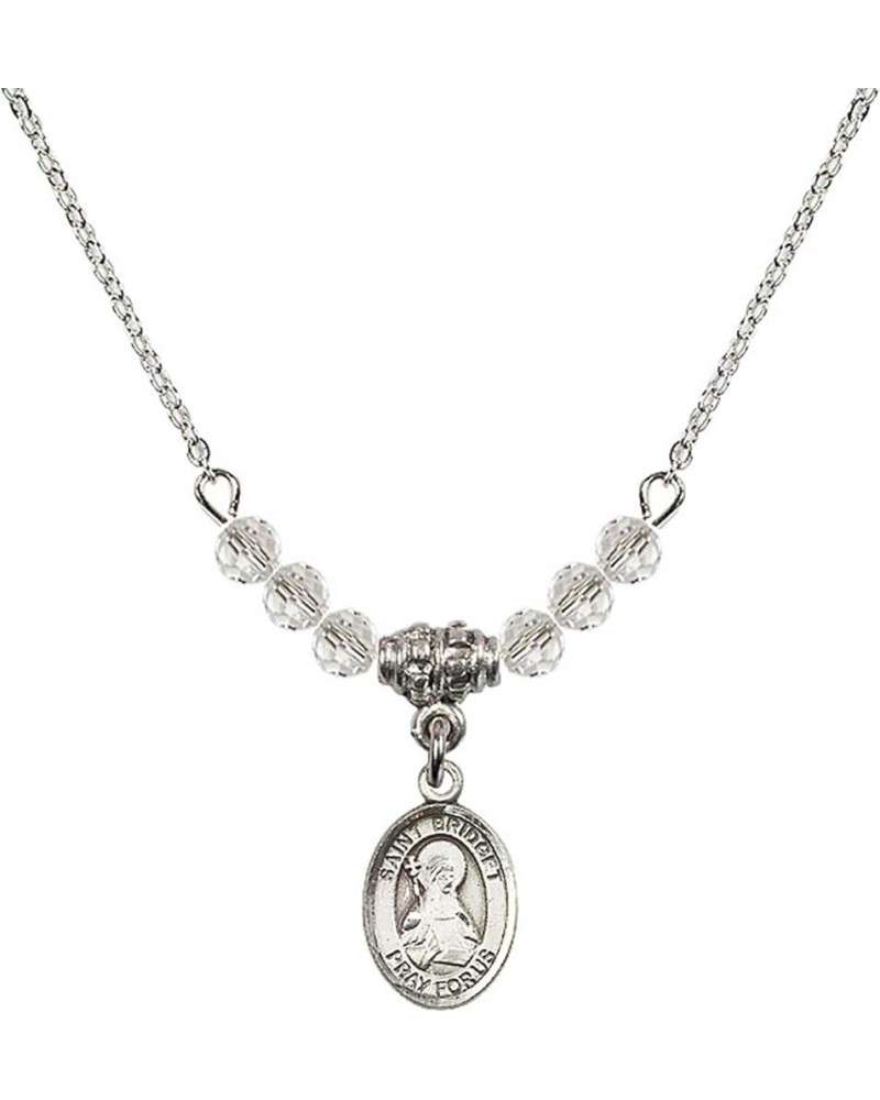 April Birth Month Bead Necklace with Catholic Patron Saint Petite Charm, 18 Inch Saint Bridget of Sweden $32.44 Necklaces