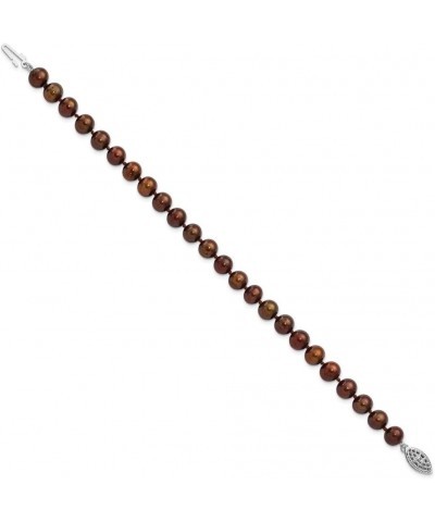 Sterling Silver Rh-plated 6-7mm Brown FW Cultured Pearl Bracelet 7.25in 7mm style QH4817-7.25 $23.69 Bracelets