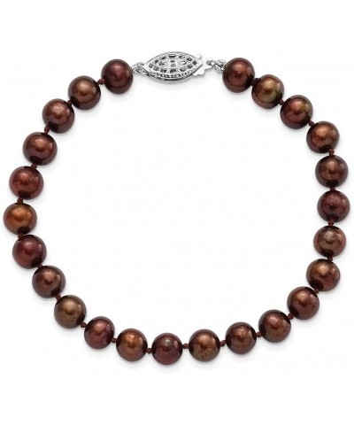 Sterling Silver Rh-plated 6-7mm Brown FW Cultured Pearl Bracelet 7.25in 7mm style QH4817-7.25 $23.69 Bracelets