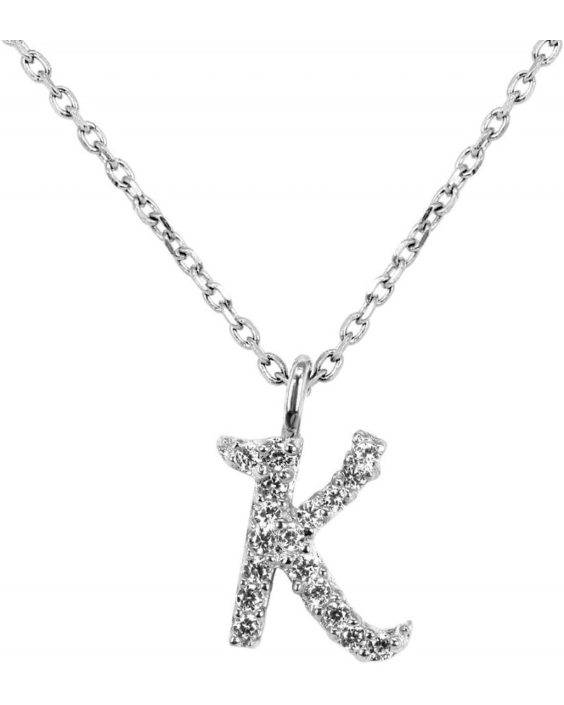 Women Teen Girls Initial Letter Alphabet Tiny Pendant Charm 925 Sterling Silver Cubic Zirconia Made in Korea Initial - K $11....