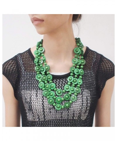 Bohemian Coconut Shell Wood Bead Necklace For Women Girls Ethnic Jewelry Handmade Beaded Long Necklace Green $7.79 Necklaces