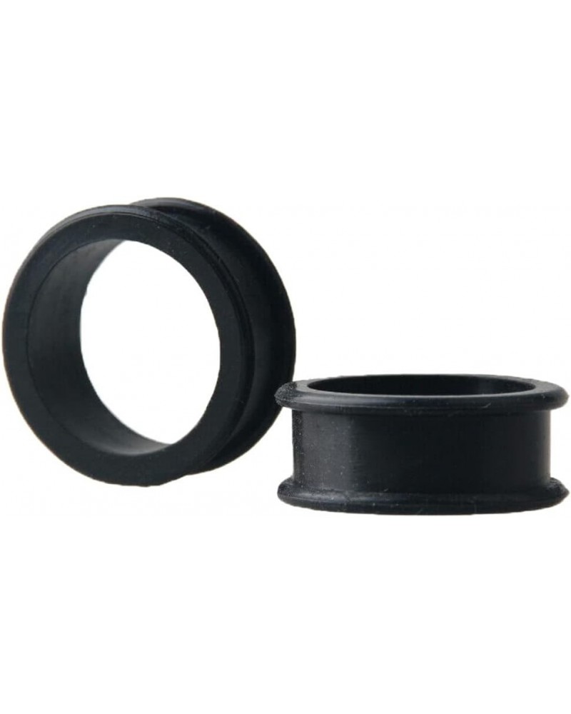 Pair 00G (10MM) BLACK SILICONE FLAT FLARE TUNNELS Double Flare Gauges Thin Soft Flexible Flesh Plugs (2pcs) $5.00 Body Jewelry