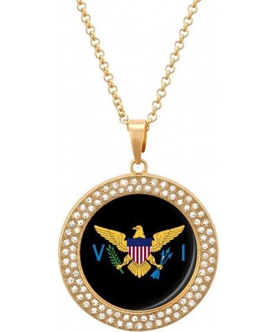 Flag of Virgin Islands Multicolored Disc Pendant Necklace Dainty Cute Tiny Necklaces Jewelry Birth Gifts for Unisex $10.65 Ne...