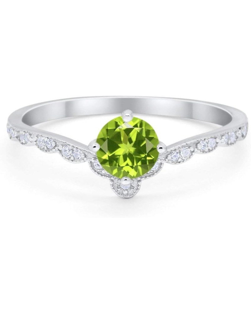 Art Deco Chevron Midi V Ring Stacking Round Cubic Zirconia 925 Sterling Silver Simulated Peridot CZ $11.25 Rings