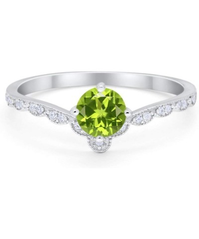 Art Deco Chevron Midi V Ring Stacking Round Cubic Zirconia 925 Sterling Silver Simulated Peridot CZ $11.25 Rings