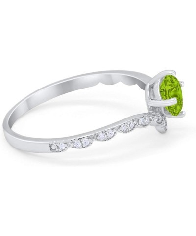 Art Deco Chevron Midi V Ring Stacking Round Cubic Zirconia 925 Sterling Silver Simulated Peridot CZ $11.25 Rings