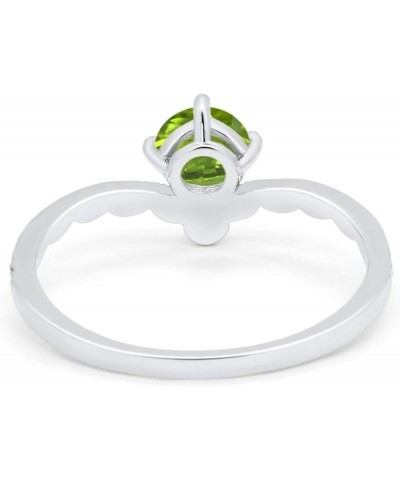 Art Deco Chevron Midi V Ring Stacking Round Cubic Zirconia 925 Sterling Silver Simulated Peridot CZ $11.25 Rings