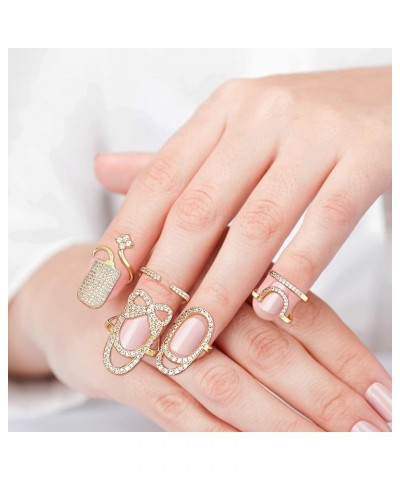 4 Pcs Finger Nail Ring for Women Rhinestones Finger Tip Rings Finger Nail Jewelry Gold Metal Nail Decoration Nail Protect Gol...