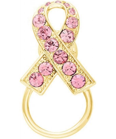 Pink Crystal Ribbon Breast Cancer Awareness Magnetic Eyeglass Holder Safety Magnetic Brooch gold $9.44 Brooches & Pins