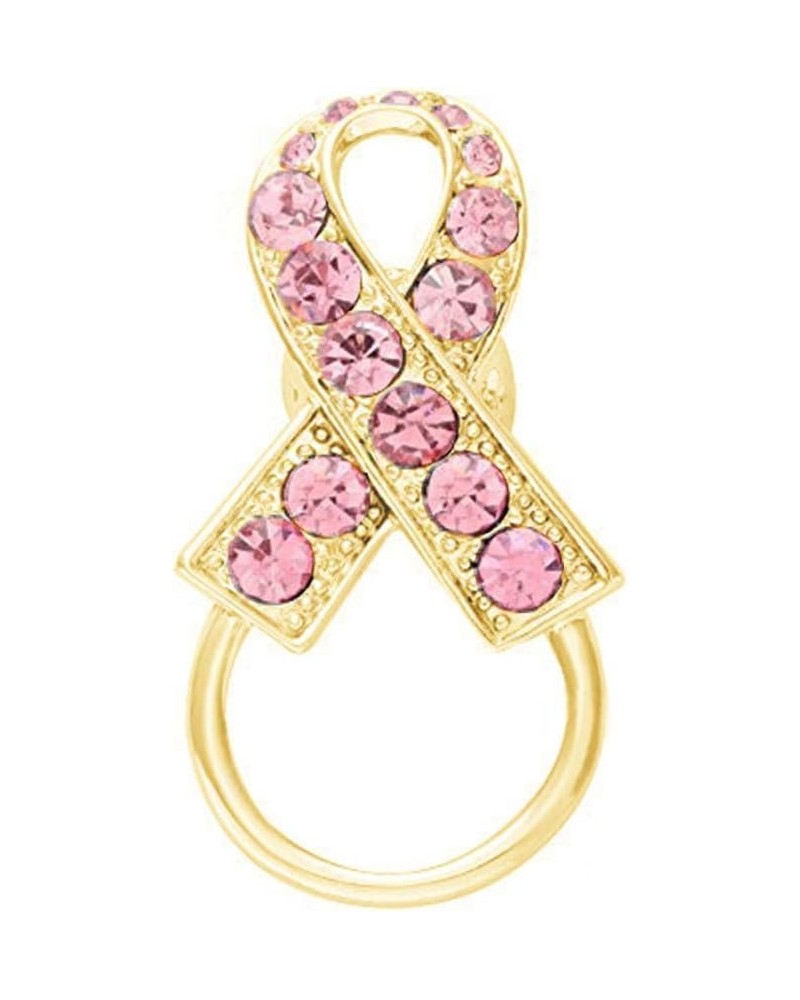 Pink Crystal Ribbon Breast Cancer Awareness Magnetic Eyeglass Holder Safety Magnetic Brooch gold $9.44 Brooches & Pins