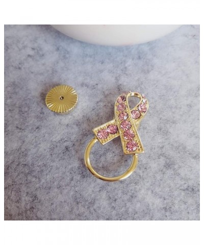 Pink Crystal Ribbon Breast Cancer Awareness Magnetic Eyeglass Holder Safety Magnetic Brooch gold $9.44 Brooches & Pins