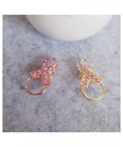 Pink Crystal Ribbon Breast Cancer Awareness Magnetic Eyeglass Holder Safety Magnetic Brooch gold $9.44 Brooches & Pins