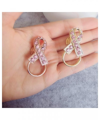 Pink Crystal Ribbon Breast Cancer Awareness Magnetic Eyeglass Holder Safety Magnetic Brooch gold $9.44 Brooches & Pins