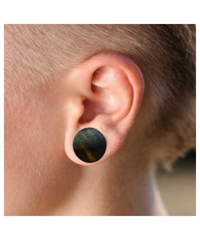 Pair of Natural Blue Tiger Eye Stone Saddle Plug Double Flare Ear Lobe Plugs 1/2" (12mm) $12.53 Body Jewelry