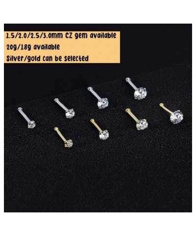 8Pcs Nose Rings Studs 316L Surgical Steel Nose Studs 1.5mm 2mm 2.5mm 3mm CZ Nostril Piercing Jewelry L Shaped Nose Rings for ...