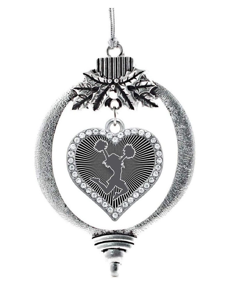 Sister Bond Charm Ornament - Silver Open Heart Charm Holiday Ornaments with Cubic Zirconia Jewelry Cheerleader - Black $10.19...