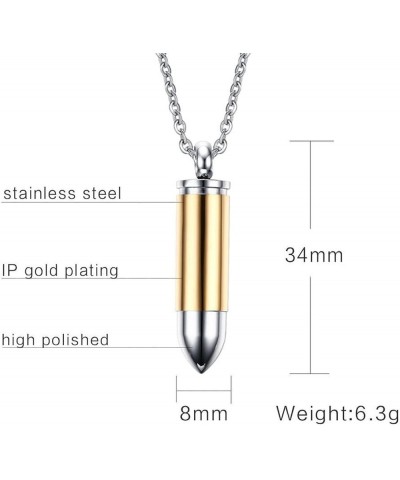 Stainless Steel Polished Bullet Urn Pendant Necklace Memorial Ash Keepsake Cremation Jewelry gold silver $8.79 Necklaces