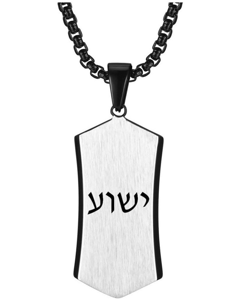 SHNIAN Judaism Kabbalah Religious Necklace Stainless Steel Unisex Yeshua Alphabet Pendant Free Engraved Hebrew Frosted Wire D...