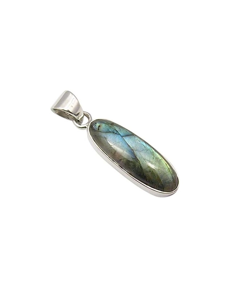 925 Sterling Silver Blue Labradorite Pendant 1.3" Fashion Stone Christmas Hot Deals $13.87 Pendants