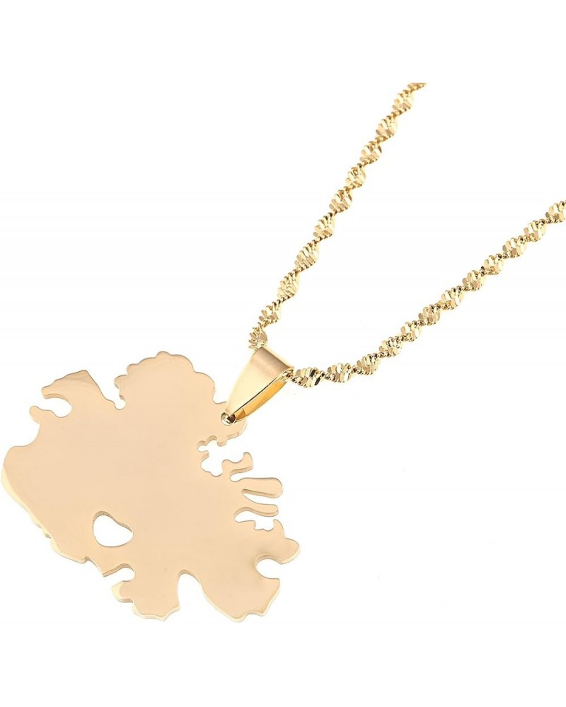 Stainless Steel Heart Antigua Map Pendant Necklaces Gold Color Jewelry Gifts Gold $8.11 Necklaces