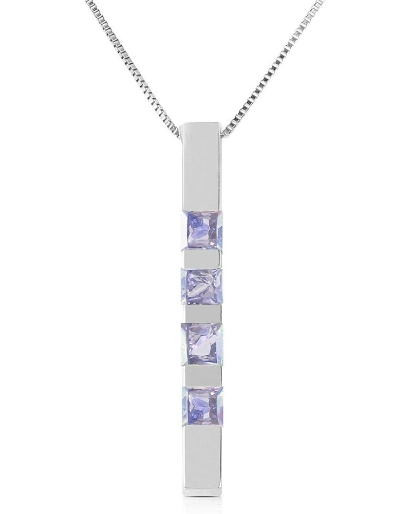 14k Solid White Rose Yellow Gold Vertical Bar Necklace with Princess-Cut Natural Tanzanites 1750 White Gold 14.0 Inches $119....