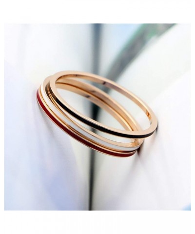 Women's Stainless Steel 1MM Thin Midi Stacking Ring Enamel Plain Rose Gold Wedding Band Size 3 to 10 White+Black+Red (3pcs) $...