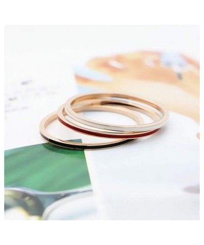 Women's Stainless Steel 1MM Thin Midi Stacking Ring Enamel Plain Rose Gold Wedding Band Size 3 to 10 White+Black+Red (3pcs) $...