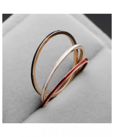 Women's Stainless Steel 1MM Thin Midi Stacking Ring Enamel Plain Rose Gold Wedding Band Size 3 to 10 White+Black+Red (3pcs) $...