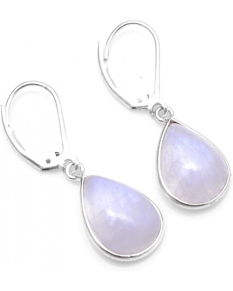 925 Sterling Silver Natural Gemstone Teardrop Earrings For Women & Girls rainbow moonstone $14.78 Earrings