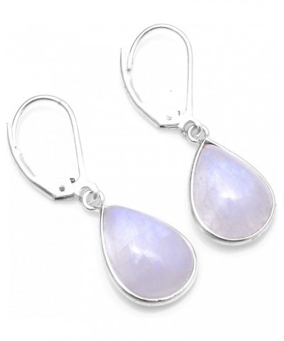 925 Sterling Silver Natural Gemstone Teardrop Earrings For Women & Girls rainbow moonstone $14.78 Earrings