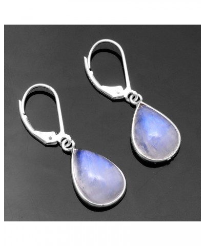 925 Sterling Silver Natural Gemstone Teardrop Earrings For Women & Girls rainbow moonstone $14.78 Earrings