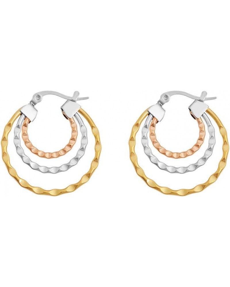 Triple-round Wave Hoop Earrings for Women Girls 28mm Tri-Color $9.00 Earrings