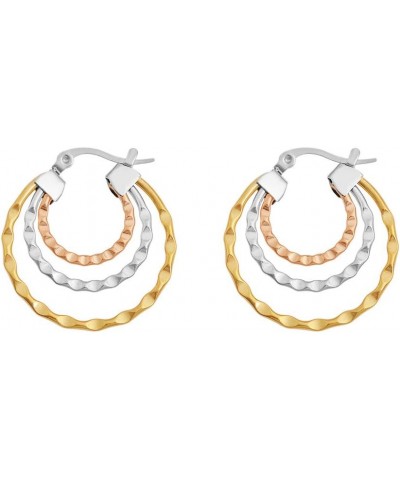 Triple-round Wave Hoop Earrings for Women Girls 28mm Tri-Color $9.00 Earrings