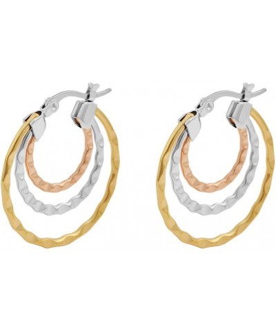 Triple-round Wave Hoop Earrings for Women Girls 28mm Tri-Color $9.00 Earrings