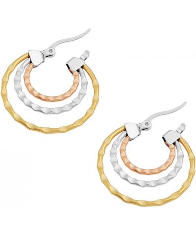 Triple-round Wave Hoop Earrings for Women Girls 28mm Tri-Color $9.00 Earrings