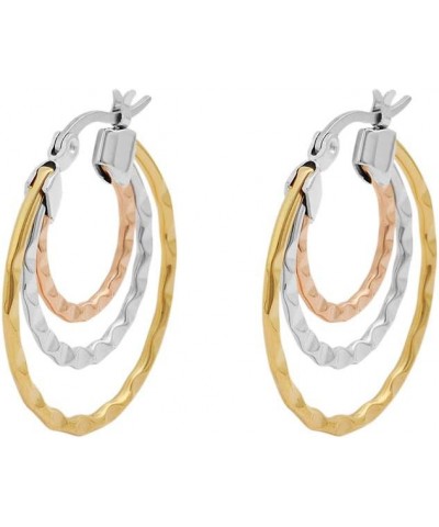 Triple-round Wave Hoop Earrings for Women Girls 28mm Tri-Color $9.00 Earrings