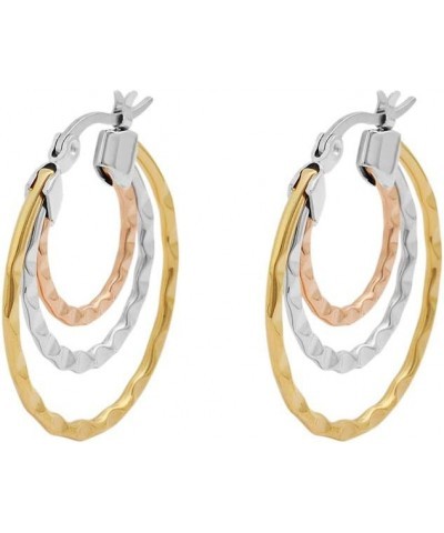 Triple-round Wave Hoop Earrings for Women Girls 28mm Tri-Color $9.00 Earrings