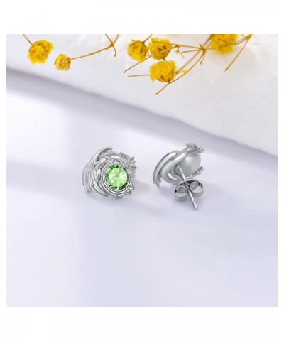 Dragon Earrings Sterling Silver Stud Hypoallergenic Birthstone Crystal Dragon Earrings for Women Girl 08-Aug $18.47 Earrings