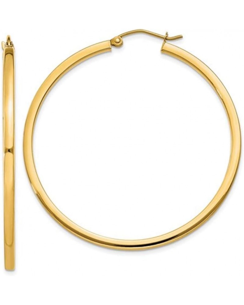 14k Gold Square-Tubed Hoop Earrings (2mm Thick) 45mm - Yellow Gold $159.73 Earrings