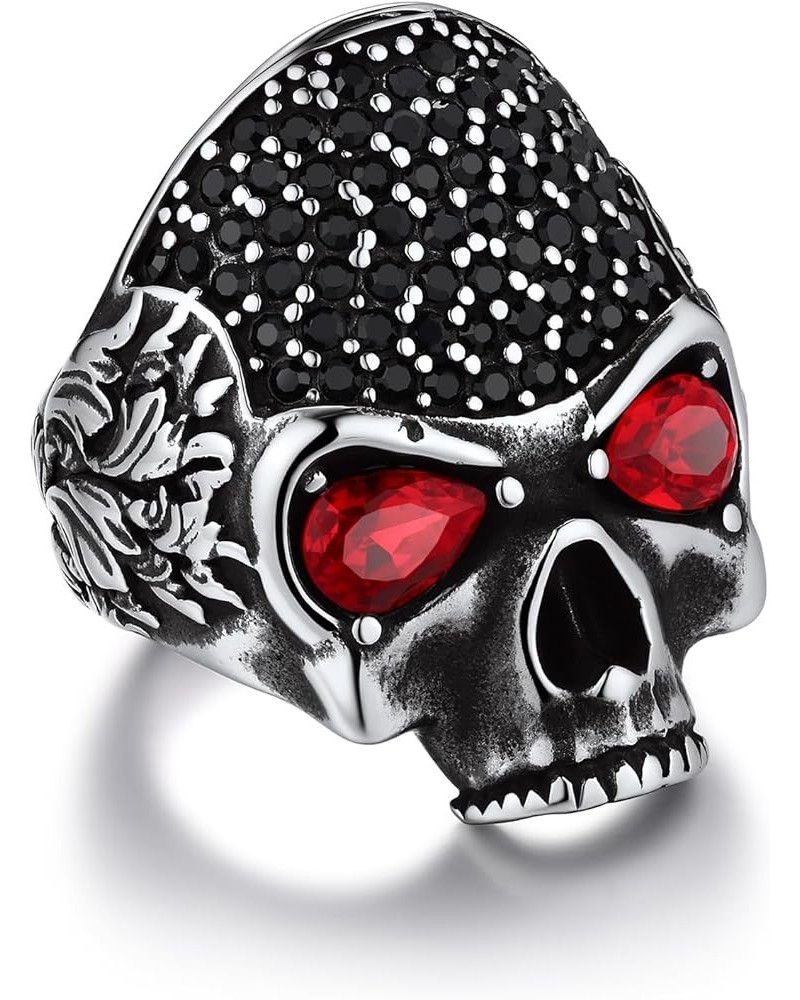 Mens Skull Rings, Stainless Steel Skull Skeleton Band Rings for Men Women Sugar Skull/Flame Skull/Full Skull Ring Gothic Punk...